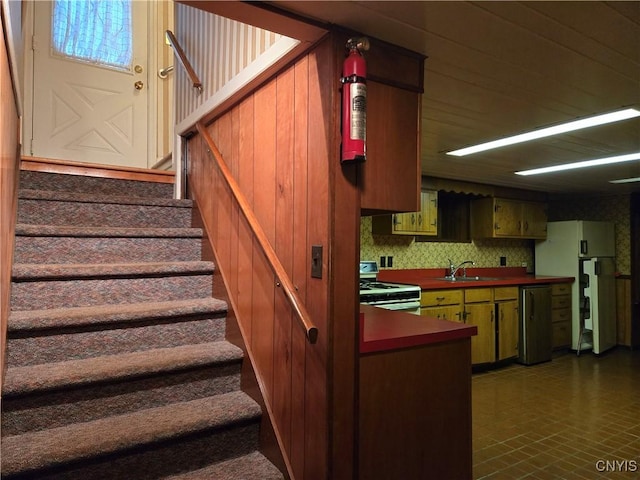stairs with sink