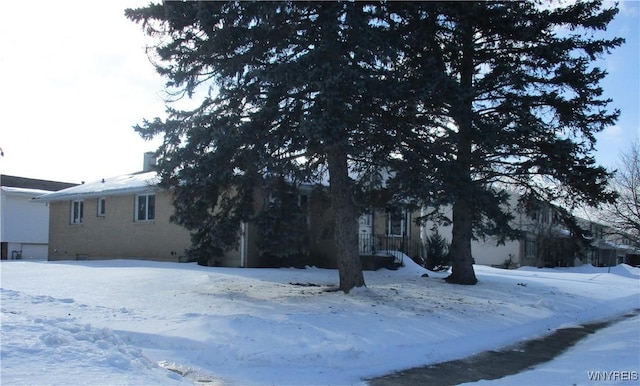 view of yard layered in snow