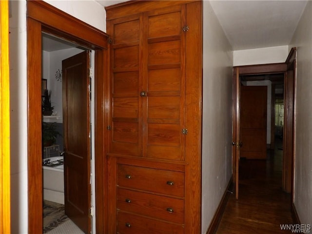 hallway featuring dark hardwood / wood-style floors