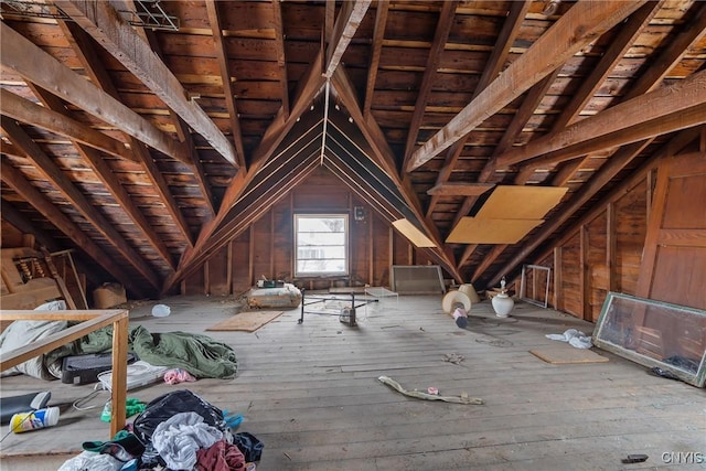 view of unfinished attic