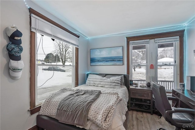 bedroom featuring light hardwood / wood-style floors