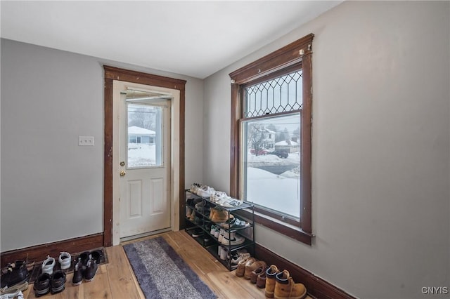 doorway featuring hardwood / wood-style flooring