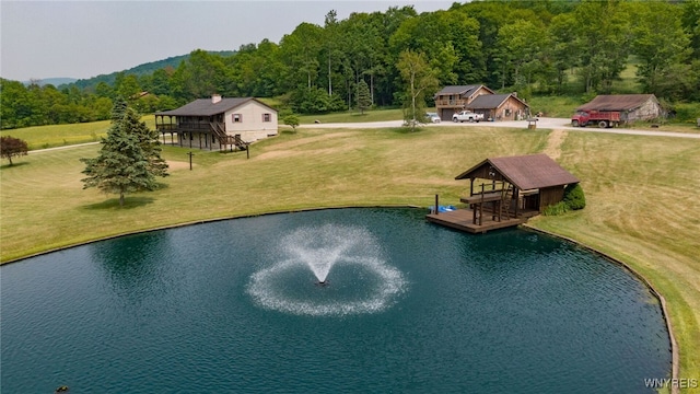 exterior space featuring a water view