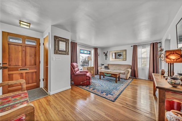 foyer featuring light wood-type flooring and a wealth of natural light