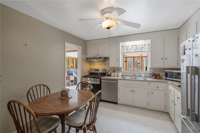 kitchen with white cabinetry, appliances with stainless steel finishes, sink, and decorative backsplash