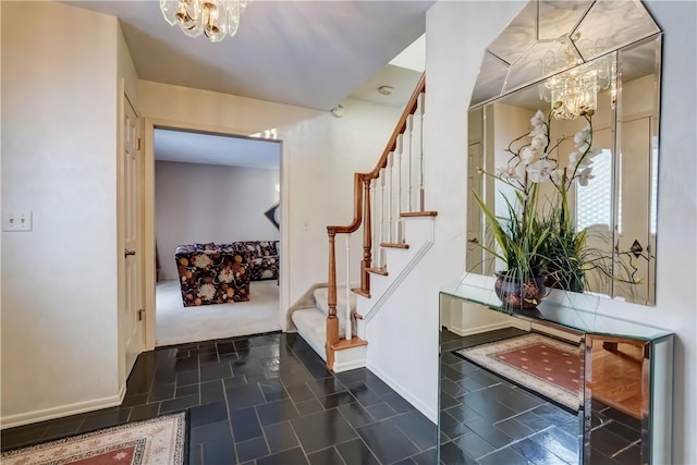 interior space with an inviting chandelier