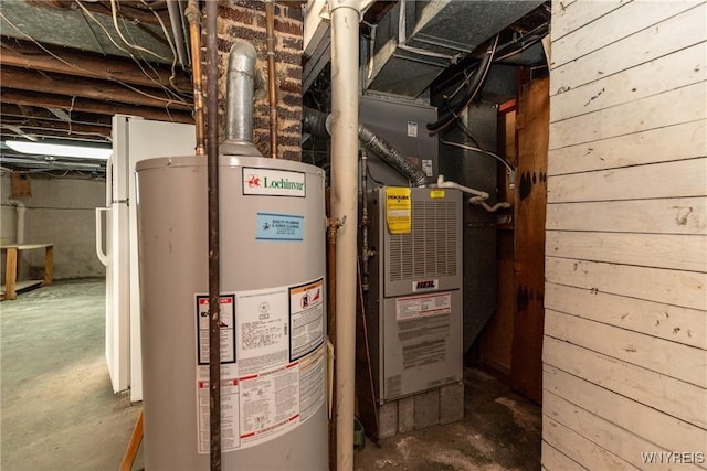 utilities featuring heating unit and gas water heater