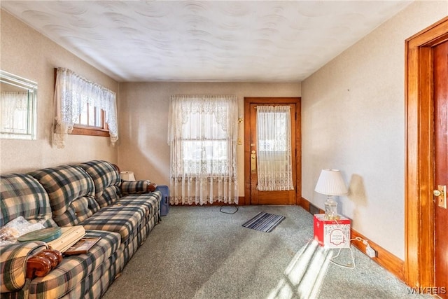 living room with carpet flooring