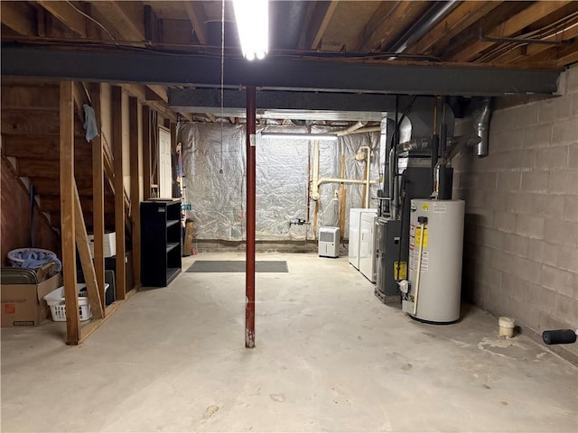 basement with gas water heater