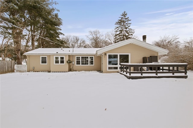 view of snow covered property