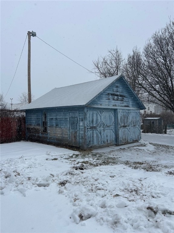 view of snow covered structure