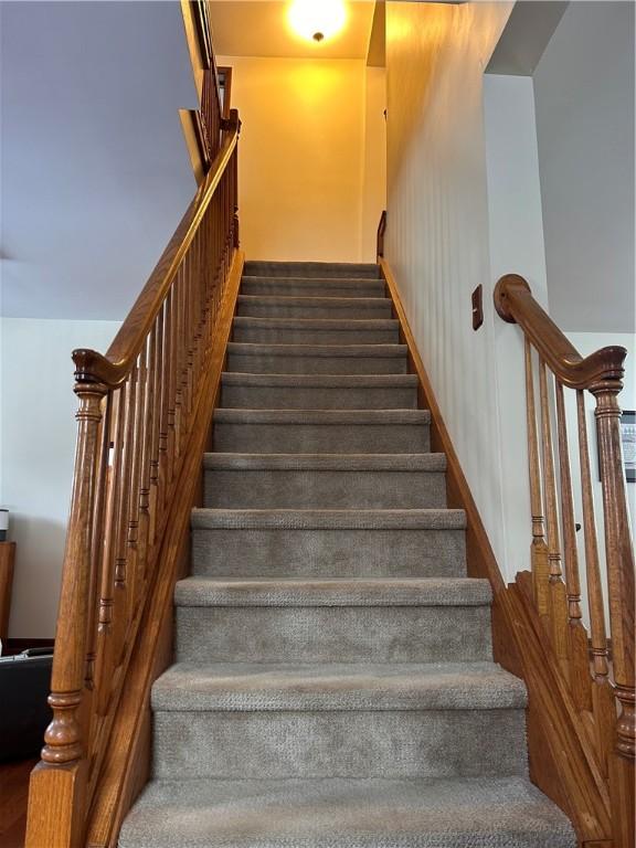 stairway with wood-type flooring