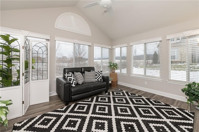 5134 Cheshire Glen Rd Unit 240A, Canandaigua-Town, NY 14424 - sunroom / solarium with ceiling fan, lofted ceiling, and a healthy amount of sunlight