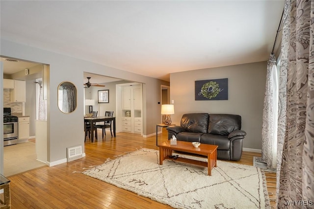 living room featuring light hardwood / wood-style floors