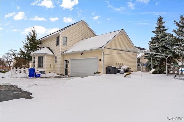 exterior space with a garage