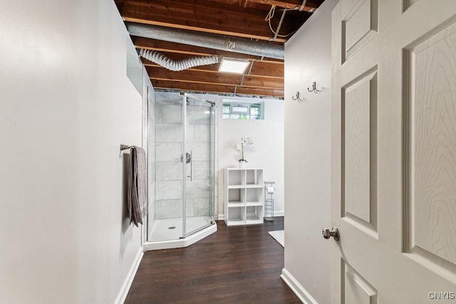 interior space with dark hardwood / wood-style flooring