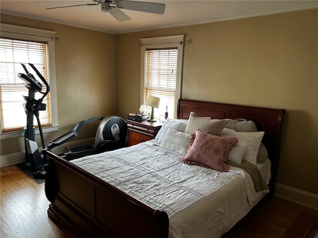 146 N Broad St, Norwich-City, NY 13815 - bedroom featuring ceiling fan, crown molding, and hardwood / wood-style floors