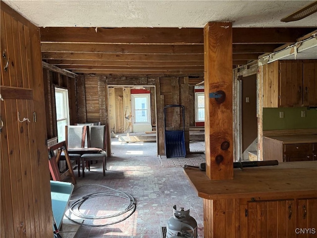 misc room with a textured ceiling