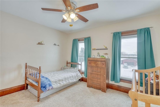 bedroom with carpet and ceiling fan