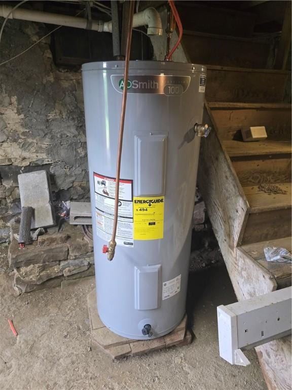 utility room featuring electric water heater