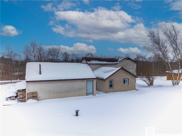 view of snow covered exterior