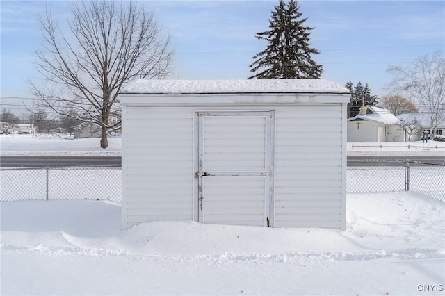 view of snow covered structure