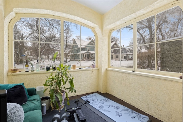 view of unfurnished sunroom