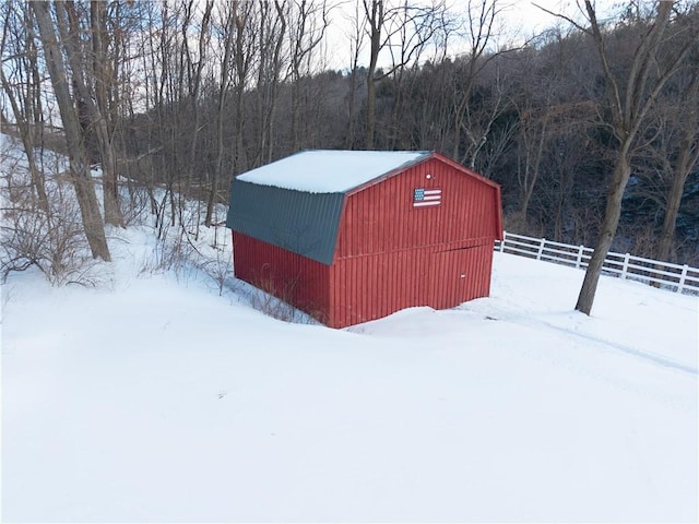 view of snow covered structure