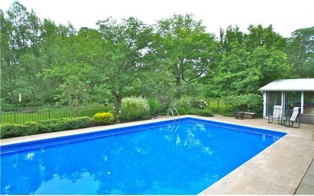 view of pool featuring fence