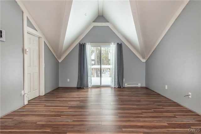 32702 Old Town Springs Rd, Clayton, NY 13622 - bonus room with baseboard heating, lofted ceiling, and wood finished floors