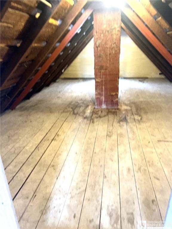 view of unfinished attic