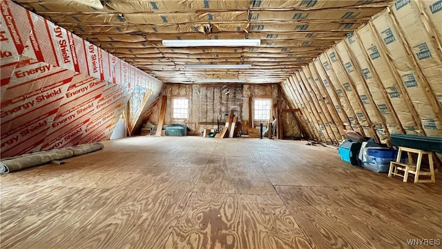 view of unfinished attic