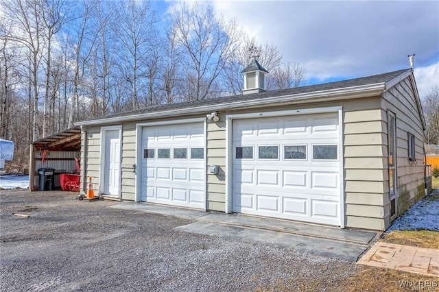 view of detached garage