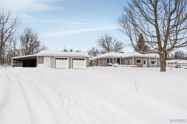 exterior space featuring a detached garage