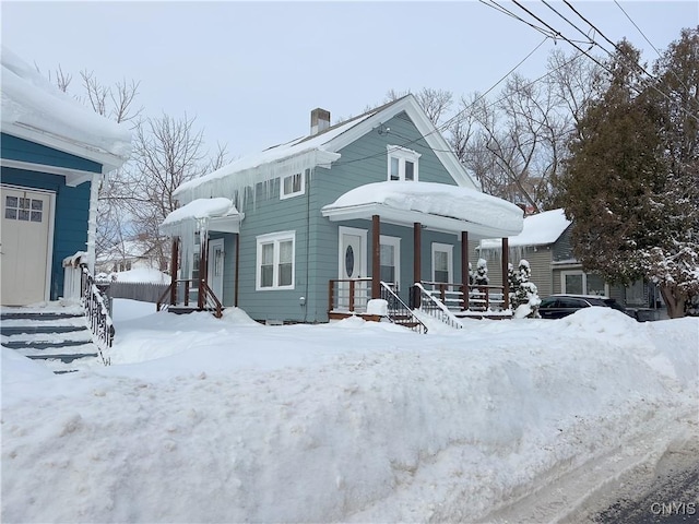 exterior space featuring a chimney