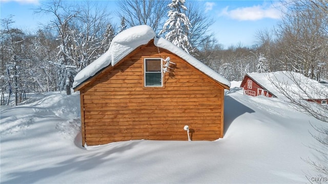 view of snow covered property