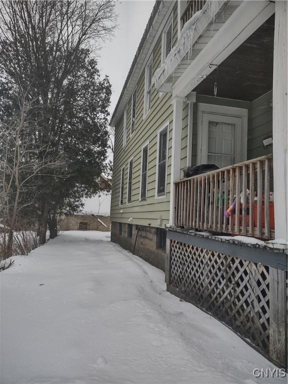 view of snow covered exterior