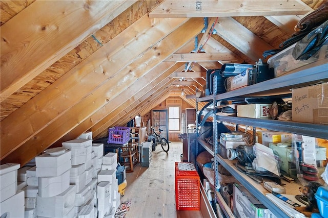 view of unfinished attic