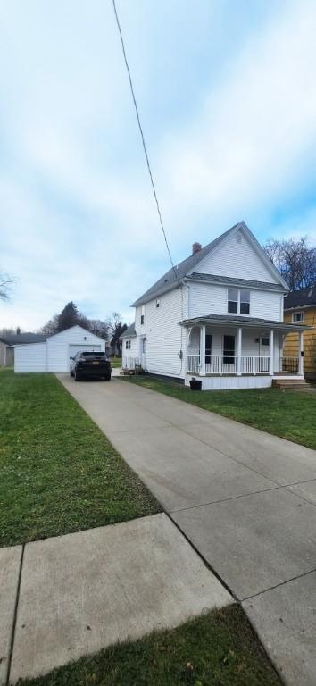 exterior space featuring a porch and a front yard