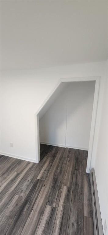 bonus room featuring a baseboard radiator and dark wood-style flooring