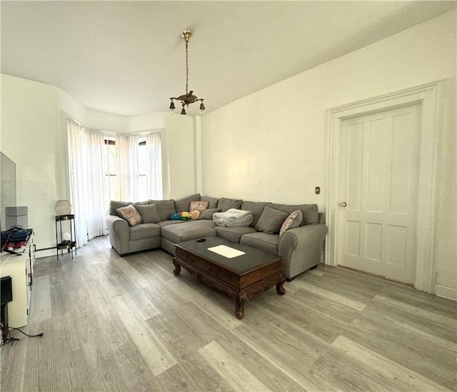 living room featuring light wood finished floors