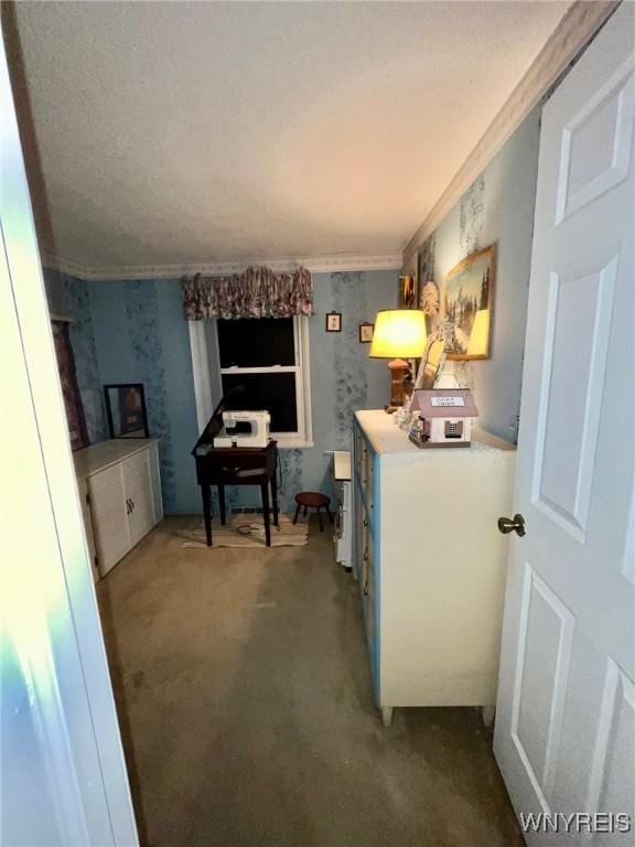 interior space featuring crown molding