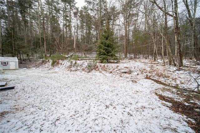 view of snow covered land