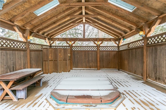 view of patio featuring a gazebo and fence