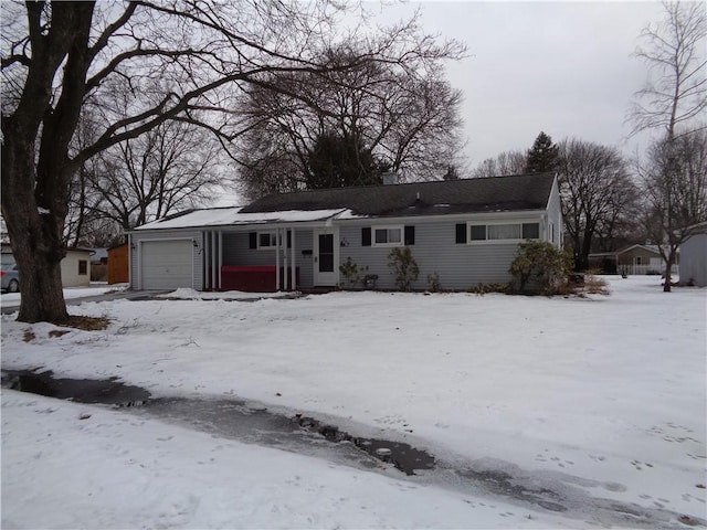 single story home with an attached garage