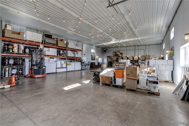 garage with metal wall