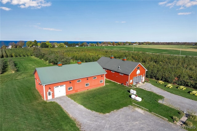 drone / aerial view with a rural view