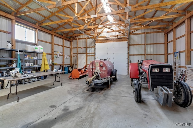 garage with metal wall