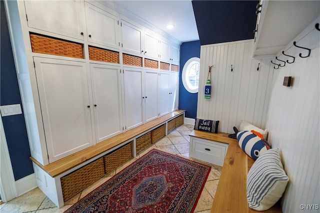 mudroom featuring light tile patterned floors