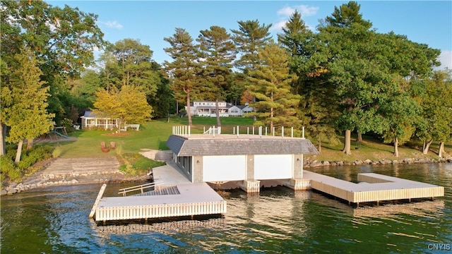 dock area featuring a water view